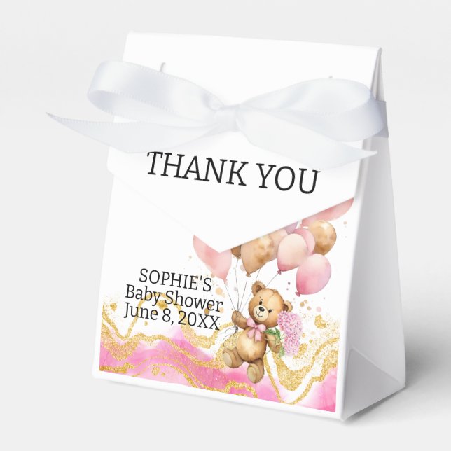 We Can Bearly Wait Blush Pink And Gold Abstract Favor Box (Front Side)