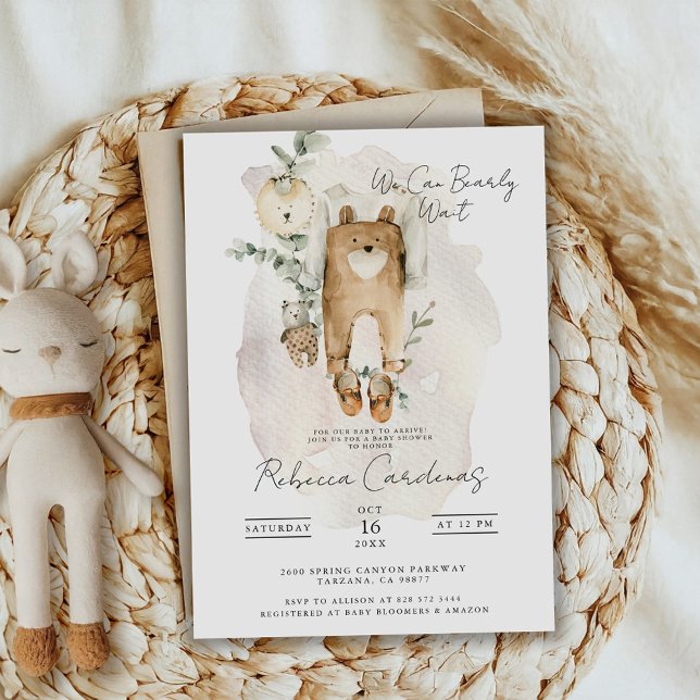 We Can Bearly Wait | Boho Baby Shower Invitation (Creator Uploaded)