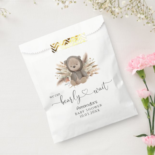 We Can Bearly Wait Boho Bear Baby Shower Favour Bag (Sealed)