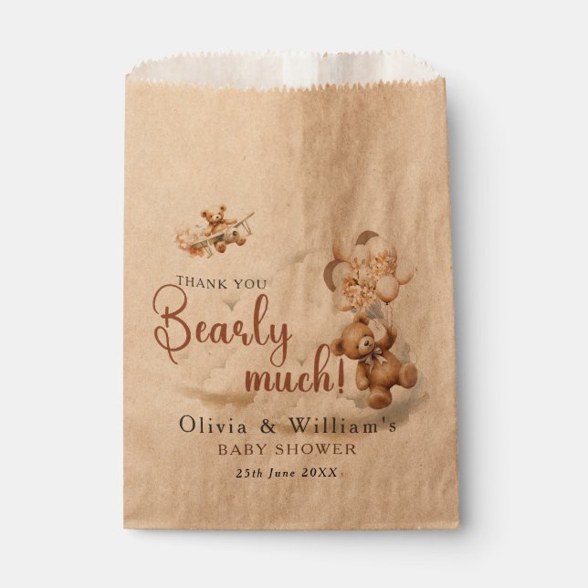 We Can Bearly Wait Boho Gender Neutral Baby Shower Favour Bag (Front)