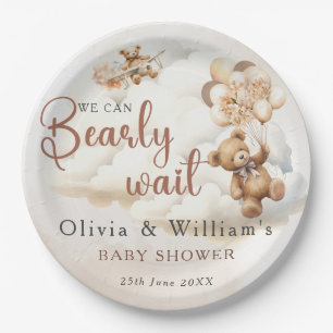 We Can Bearly Wait Boho Gender Neutral Baby Shower Paper Plate