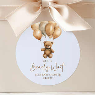 We Can Bearly Wait Boho Teddy Bear Baby Shower Classic Round Sticker