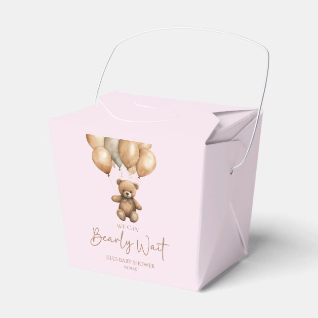 We Can Bearly Wait Boho Teddy Bear Baby Shower Favor Box (Front Side)