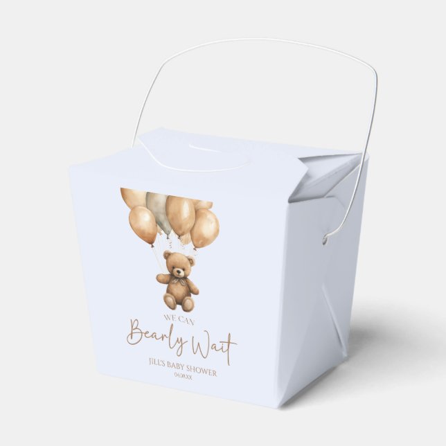 We Can Bearly Wait Boho Teddy Bear Baby Shower Favor Box (Front Side)