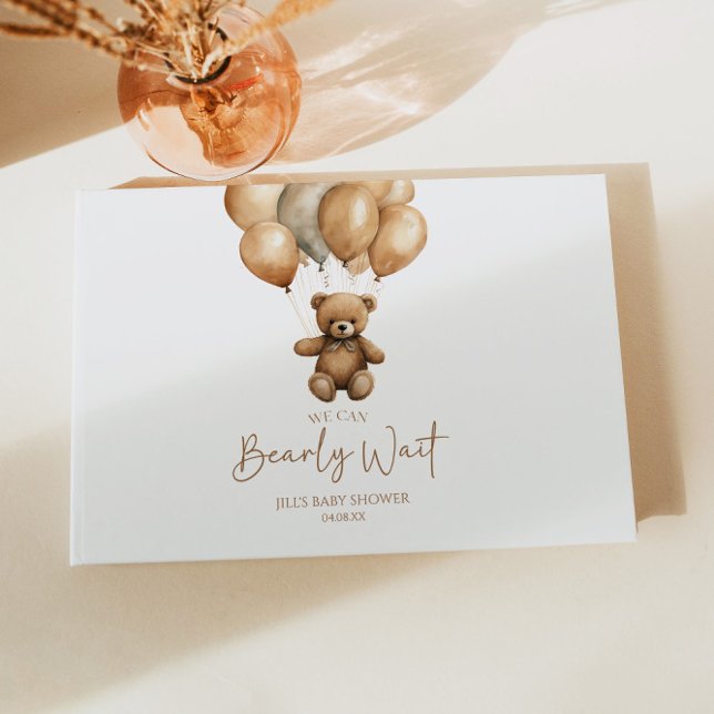 We Can Bearly Wait Boho Teddy Bear Baby Shower Guest Book (Creator Uploaded)