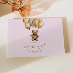 We Can Bearly Wait Boho Teddy Bear Baby Shower Guest Book