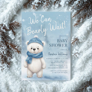 We Can Bearly Wait Boy Baby Shower Invitation ❄️🐻