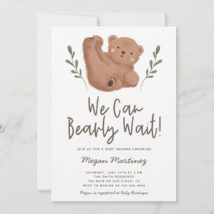 We Can Bearly Wait Boy Baby Shower Invitation