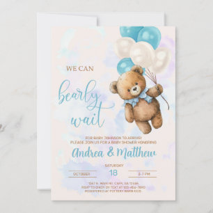 We can bearly wait boy baby shower invitation. invitation