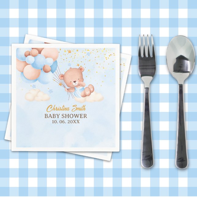 We Can Bearly Wait , Boy Baby Shower Napkin (Creator Uploaded)
