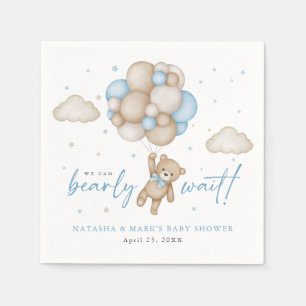 We Can Bearly Wait Boy Baby Shower Napkin