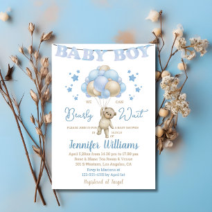 we can bearly wait, boy baby shower teddy bear  invitation