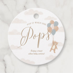 We Can Bearly Wait Boy Baby Shower Wine Bottl Favour Tags