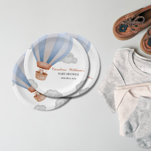 we can bearly wait Boy cub baby shower Paper Plate