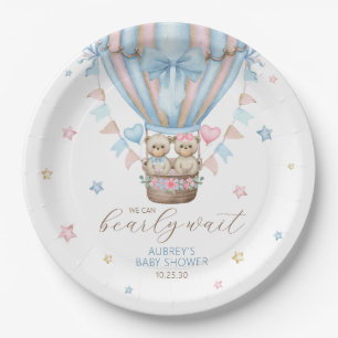 We Can Bearly Wait Boy Girl Twin Baby Shower Paper Plate