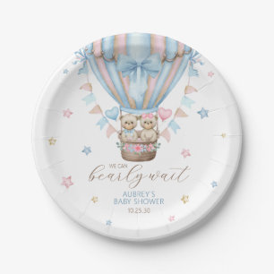 We Can Bearly Wait Boy Girl Twin Baby Shower Paper Plate