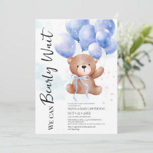 We Can Bearly Wait Boy Teddy Bear Baby Shower  Invitation