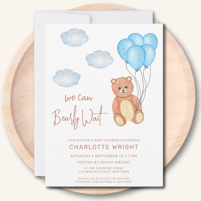 We Can Bearly Wait Boy's Baby Shower Invitation (Creator Uploaded)