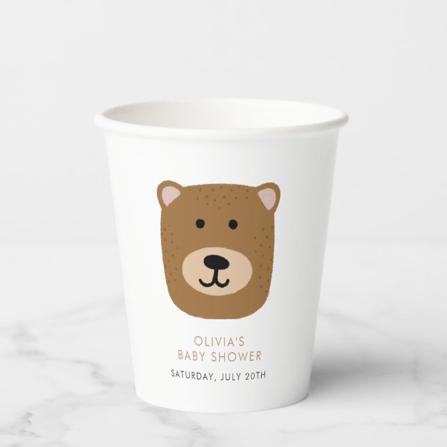We Can Bearly Wait Boys Baby Shower Paper Cups (Front)
