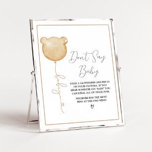 We Can Bearly Wait Brown Balloon Don't Say Baby Poster