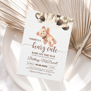 We Can Bearly Wait Brown Teddy Bear Baby Shower Invitation