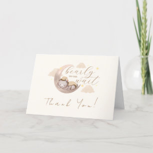 We Can Bearly Wait Cub Bear Moon Star Baby Shower Thank You Card
