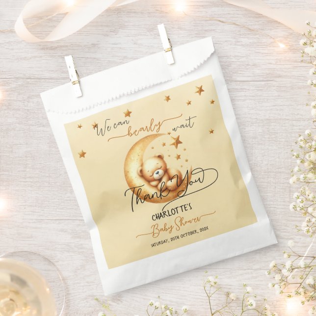 We Can Bearly Wait Cute Baby Bear Baby Shower Favour Bag (Clipped)