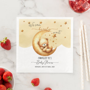 We Can Bearly Wait Cute Baby Bear Baby Shower Napkin