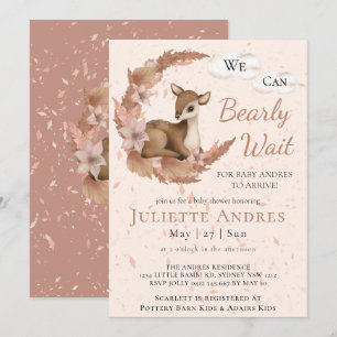 We can Bearly Wait cute Bambi Neutral Baby Shower Invitation