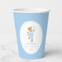 We Can Bearly Wait Cute Blue Boy Teddy Baby Shower