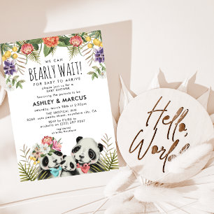 We Can Bearly Wait! Cute Panda Couple Baby Shower Invitation