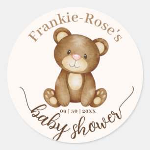 We can Bearly Wait! Cute Personalized Baby Shower Classic Round Sticker