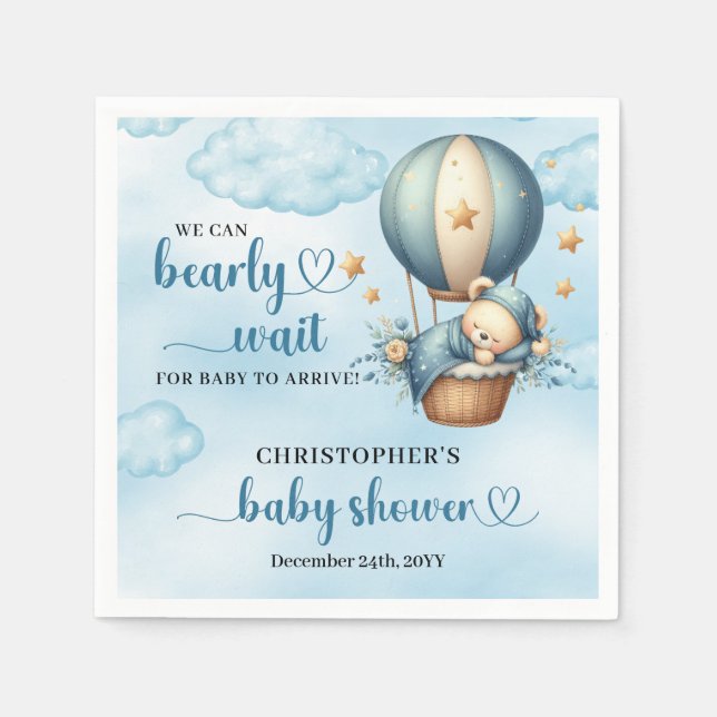 We can bearly wait cute sleeping teddy bear  napkin (Front)