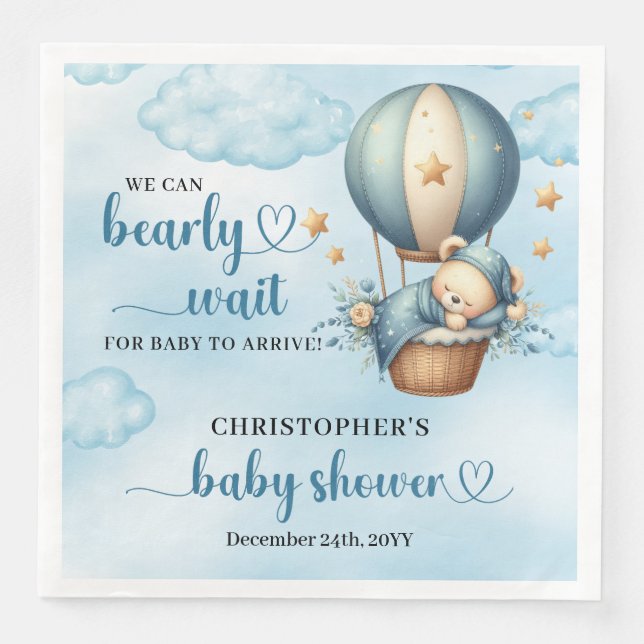 We can bearly wait cute sleeping teddy bear  napkin (Front)