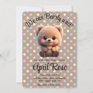 We can Bearly Wait cute teddy bear Baby Shower Invitation