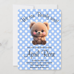 We can Bearly Wait cute teddy bear Baby Shower Invitation