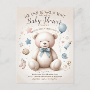 We Can Bearly Wait cute Teddy Bear Baby Shower Pos Postcard