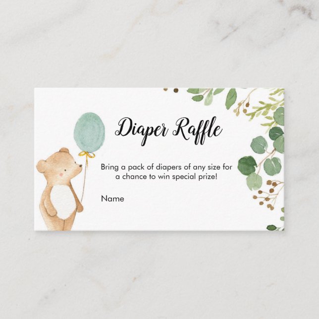 We Can Bearly Wait Diaper Raffle Enclosure Card (Front)