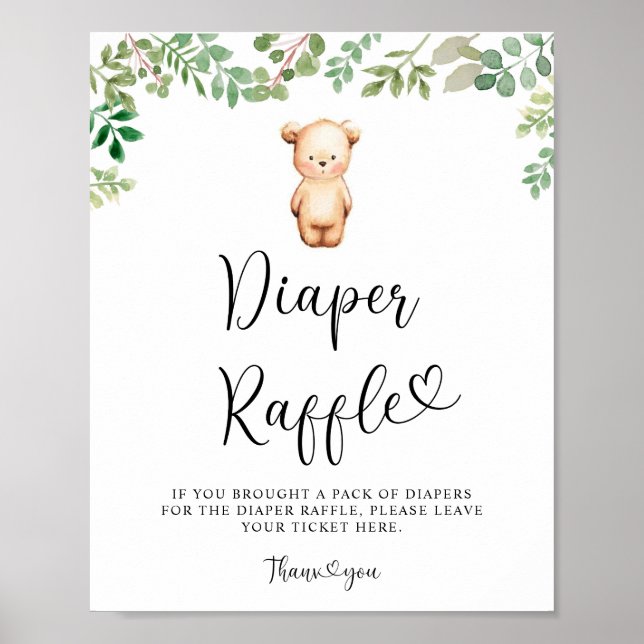 We can bearly wait diaper raffle poster (Front)