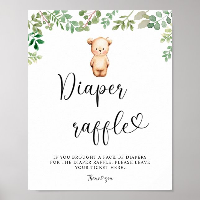 We can bearly wait diaper raffle poster (Front)
