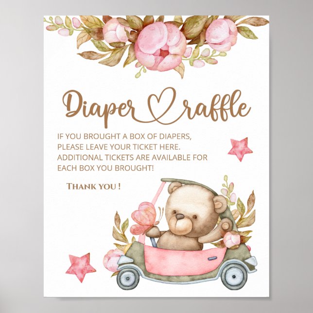 We can bearly wait diaper raffle Poster (Front)