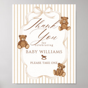 We Can Bearly Wait Elegant Baby Shower Favors Poster