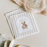 We Can Bearly Wait Elegant Baby Shower Napkin<br><div class="desc">Add a timeless touch to your table setting. This napkin features soft watercolor stripes,  a vintage teddy bear,  and elegant typography for a sweet and coordinated look.</div>