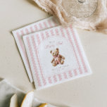 We Can Bearly Wait Elegant Baby Shower Napkin<br><div class="desc">Add a timeless touch to your table setting. This napkin features soft watercolor stripes, a vintage teddy bear, and elegant typography for a sweet and coordinated look.</div>