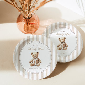 We Can Bearly Wait Elegant Baby Shower Paper Plate