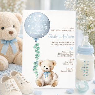 We Can Bearly Wait Eucalyptus Bear Baby Shower Invitation