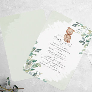 We Can Bearly Wait Eucalyptus Modern Baby Shower Invitation