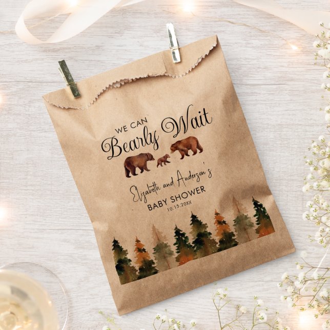 We Can Bearly Wait Fall Baby Shower Favour Bag (Clipped)