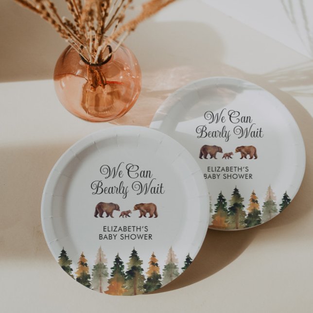 We Can Bearly Wait Fall Baby Shower  Paper Plate (Creator Uploaded)