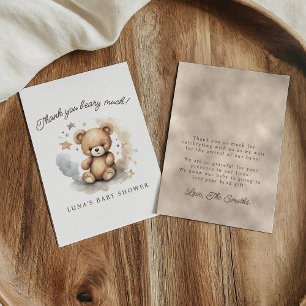 We Can Bearly Wait Gender Neutral Baby Shower Flat Thank You Card
